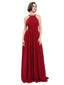 Halter A-line Chiffon Elegant Long Maid of Honor Dresses UK