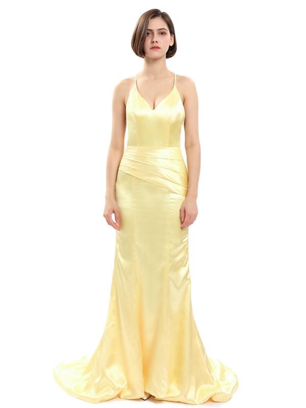 Mermaid Spaghetti Straps V-neck Sexy Prom Dresses