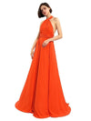 A-line Halter Sleeveless Floor-Length Long Bridesmaid Dresses