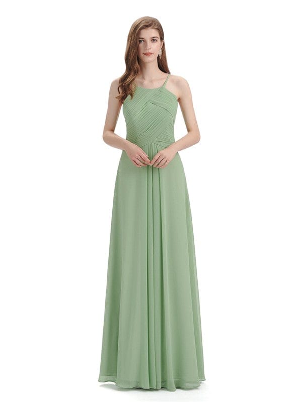 Elegant Halter Chiffon Boho Chic Maxi Bridesmaid Dresses Online UK