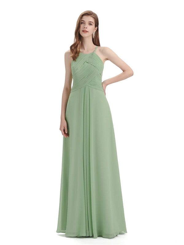 Elegant Halter Chiffon Boho Chic Maxi Bridesmaid Dresses Online UK