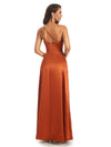 Chic Soft Satin Side Slit One Shoulder Floor-Length Long African Prom Dresses Online