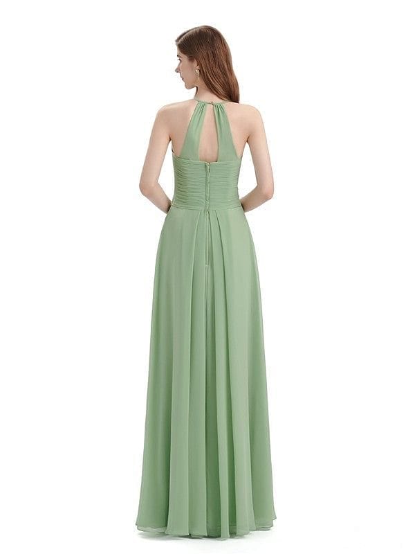 Elegant Halter Chiffon Boho Chic Maxi Bridesmaid Dresses Online UK