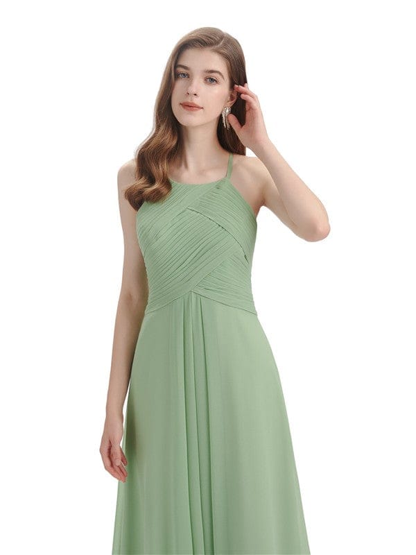 Elegant Halter Chiffon Boho Chic Maxi Bridesmaid Dresses Online UK