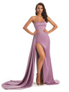 Sexy Soft Satin Sweetheart Side-Slit Floor-Length Long Mermaid Prom Dresses