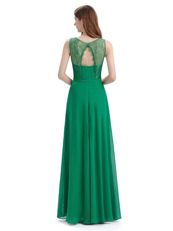 Sexy Open Back Lace Top Illusion Long Bridesmaid Dresses UK Online