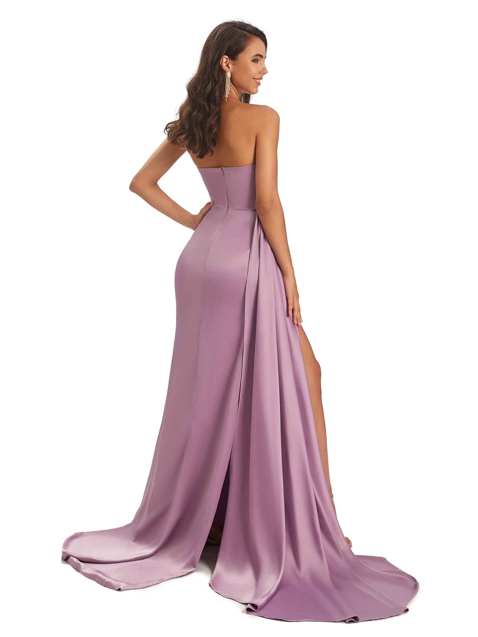 Sexy Soft Satin Sweetheart Side-Slit Floor-Length Long Mermaid Prom Dresses