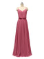 Elegant A-line Spaghetti Strap Casual Chiffon Long Bridesmaid Dresses Online UK