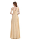 Modern V-neck Chiffon Floor-Length Long Bridesmaid Dresses UK
