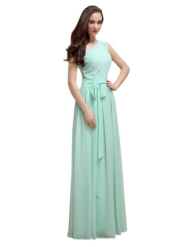 Beautiful A-line One-Shoulder Sleeveless Floor-Length Bridesmaid Dresses