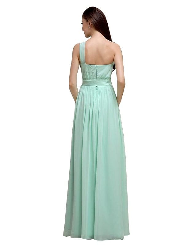 Beautiful A-line One-Shoulder Sleeveless Floor-Length Bridesmaid Dresses