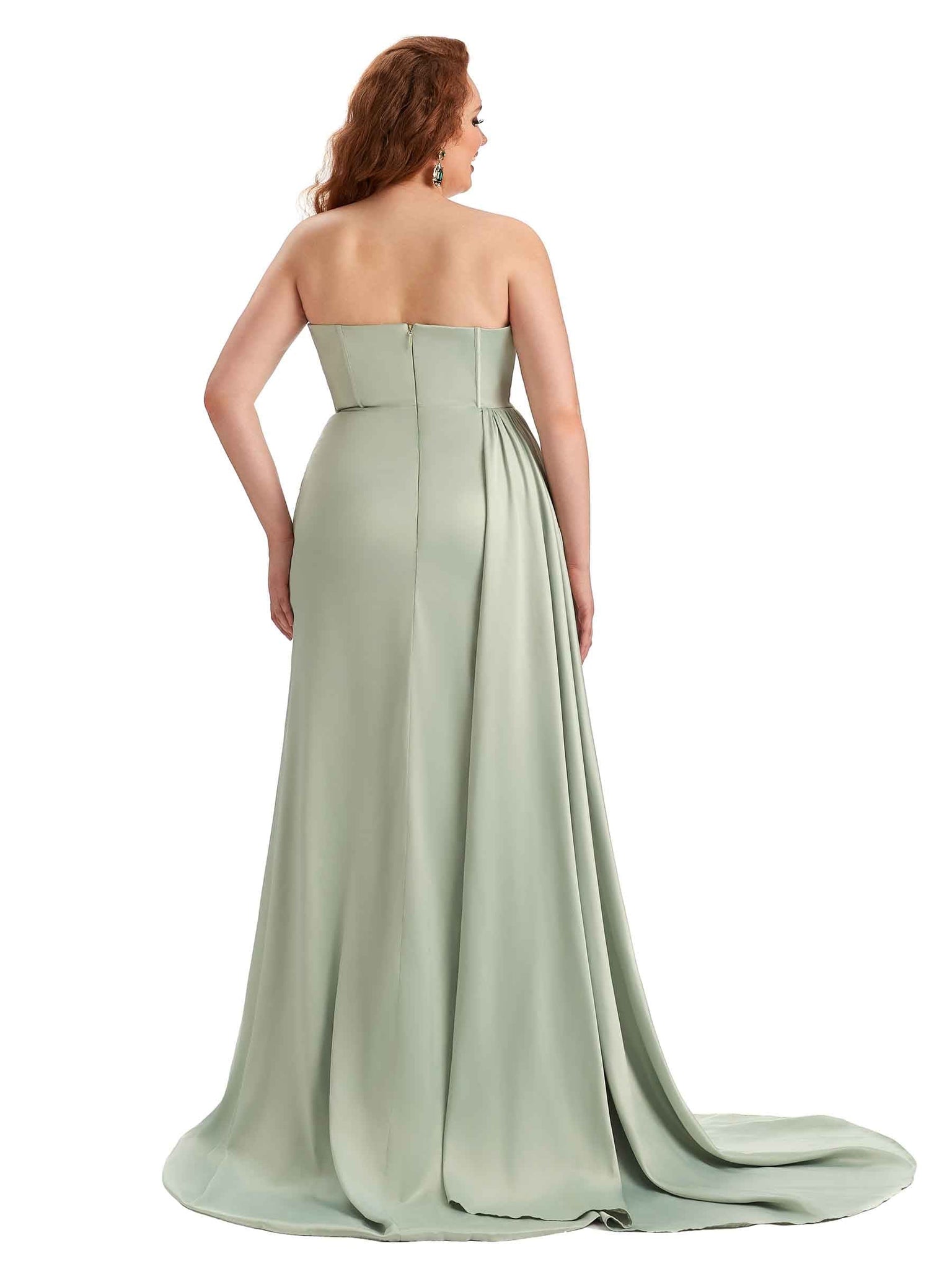 Sexy Side Slit Mermaid Soft Satin Formal Wedding Bridesmaid Dresses UK