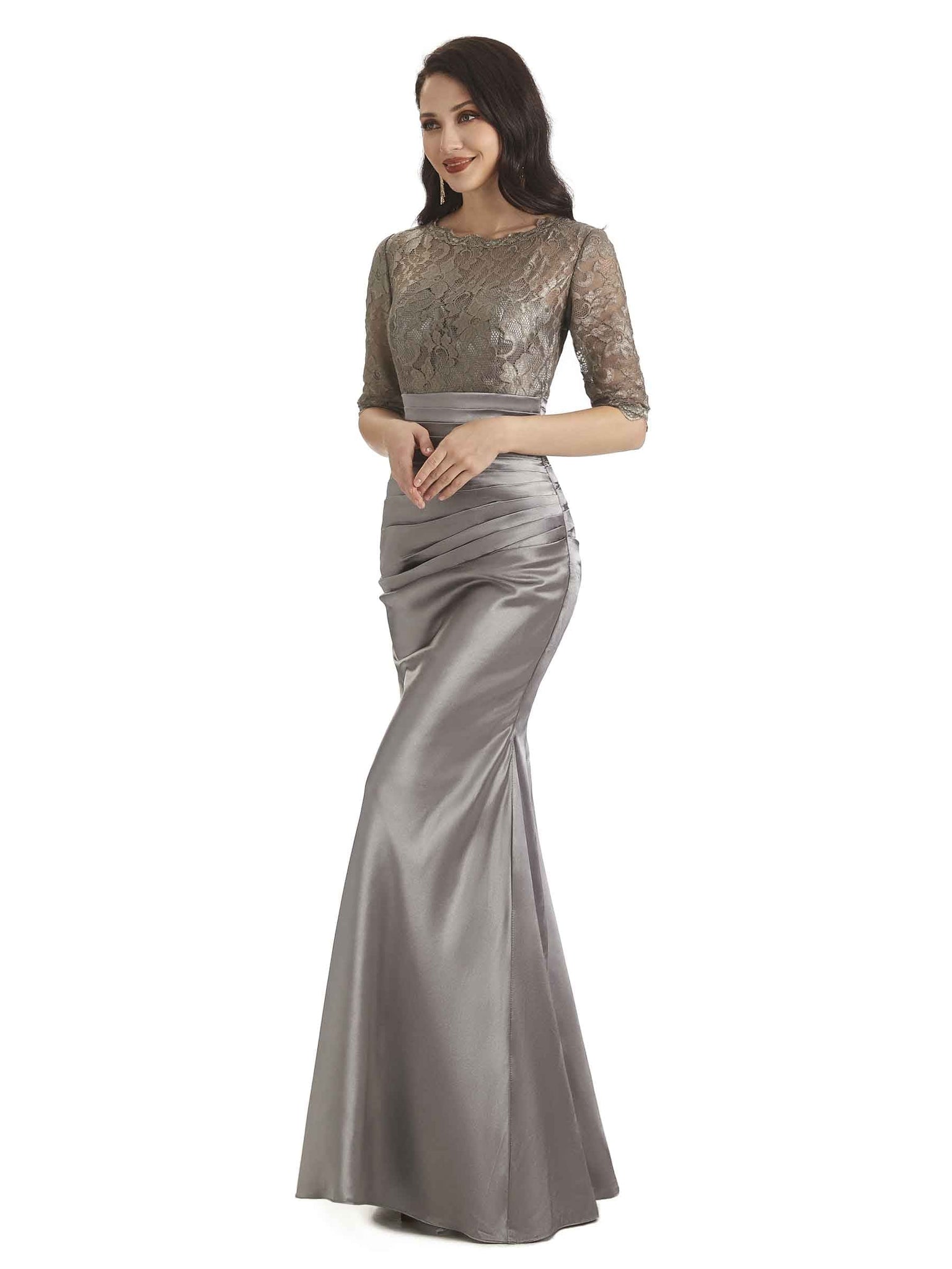 Elegant Lace Jewel Long Sleeves Mermaid Long Mother of The Bride Dresses