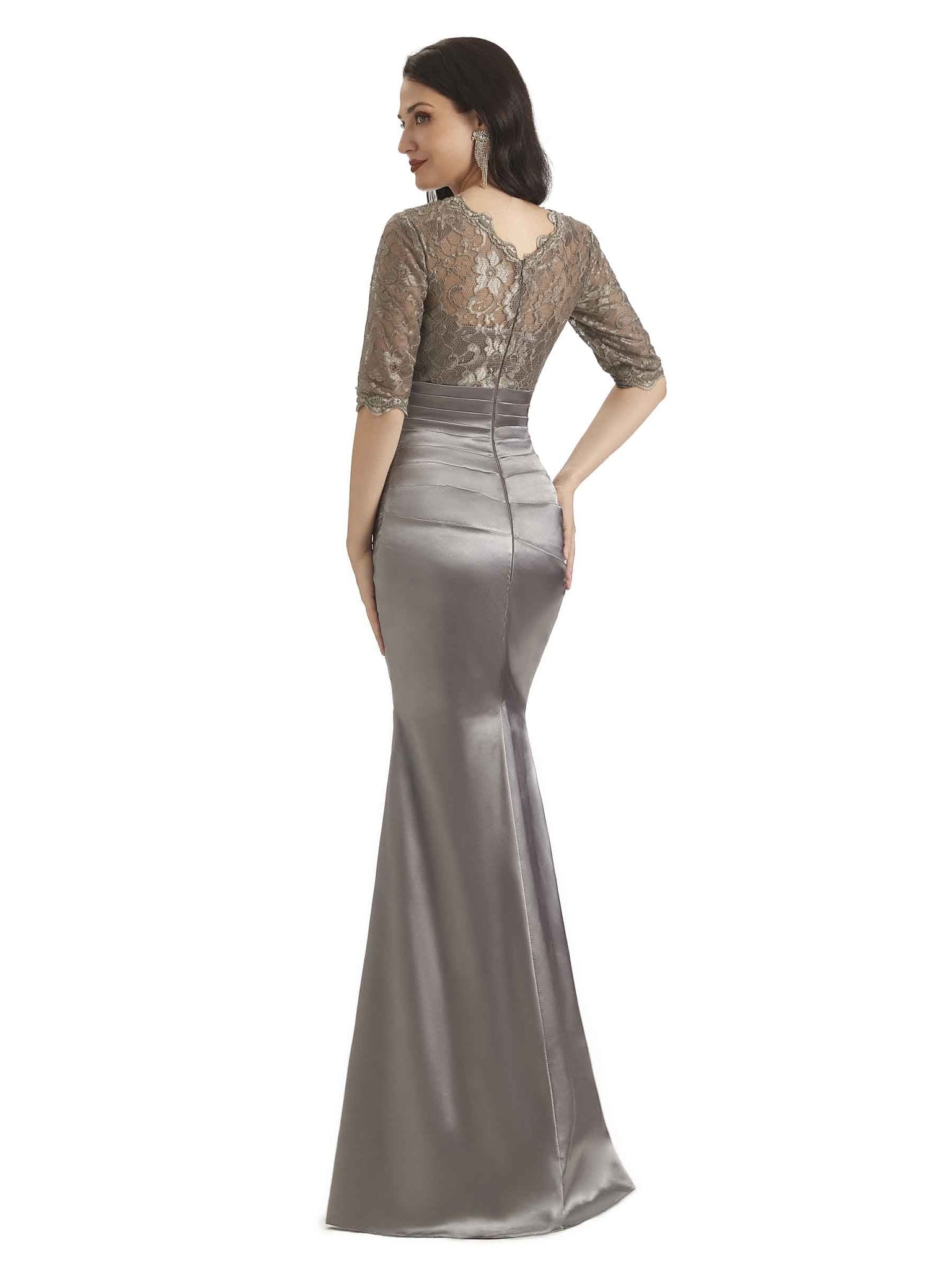 Elegant Lace Jewel Long Sleeves Mermaid Long Mother of The Bride Dresses