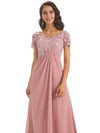 Elegant Chiffon Short Sleeves Scoop Lace Mother Of The Groom Dresses