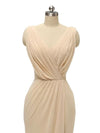 V Neck Chiffon Long Side Slit Modern Bridesmaid Dresses Online