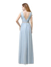 A-line Chiffon V-Neck Floor-Length Applique Belt Long Bridesmaid Dresses Online Sale