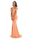 Spaghetti Straps Off The Shoulder Soft Satin Long Mermaid Prom Dresses Online