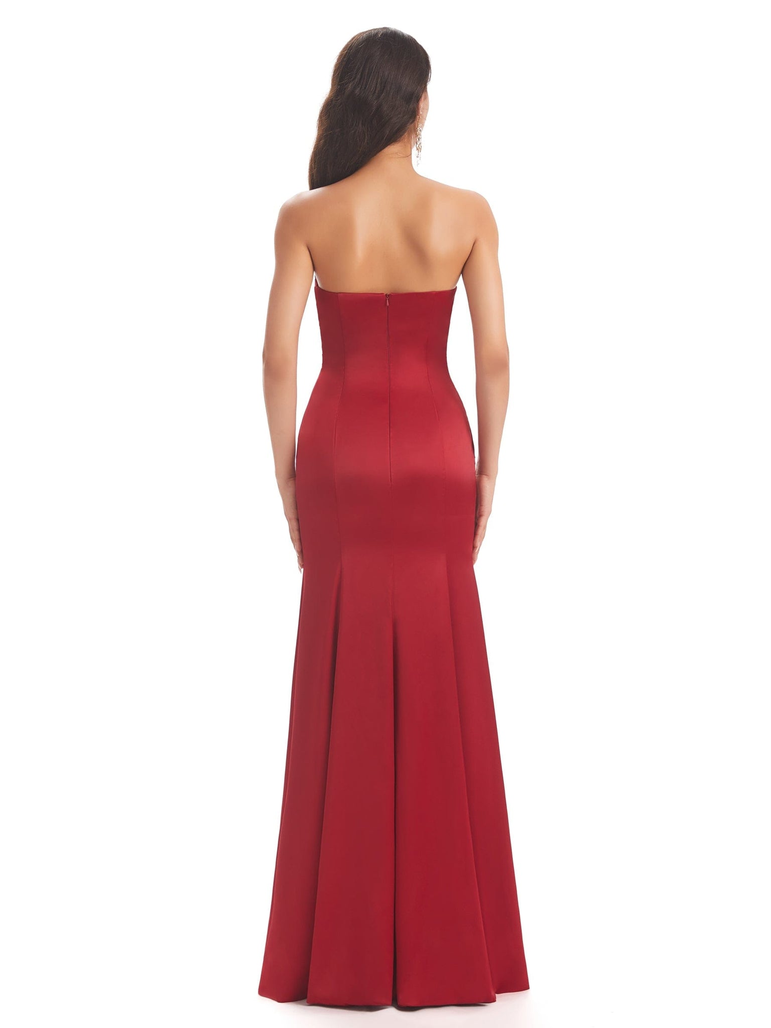 Simple Strapless Sweetheart Soft Satin Mermaid Long Prom Dresses