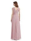 Elegant V-neck Chiffon Floor-Length Long Bridesmaid Dresses UK