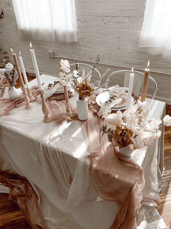 Cheesecloth Table Runner for Wedding Reception Bridal Shower Baby Shower Boho Party Table Décor
