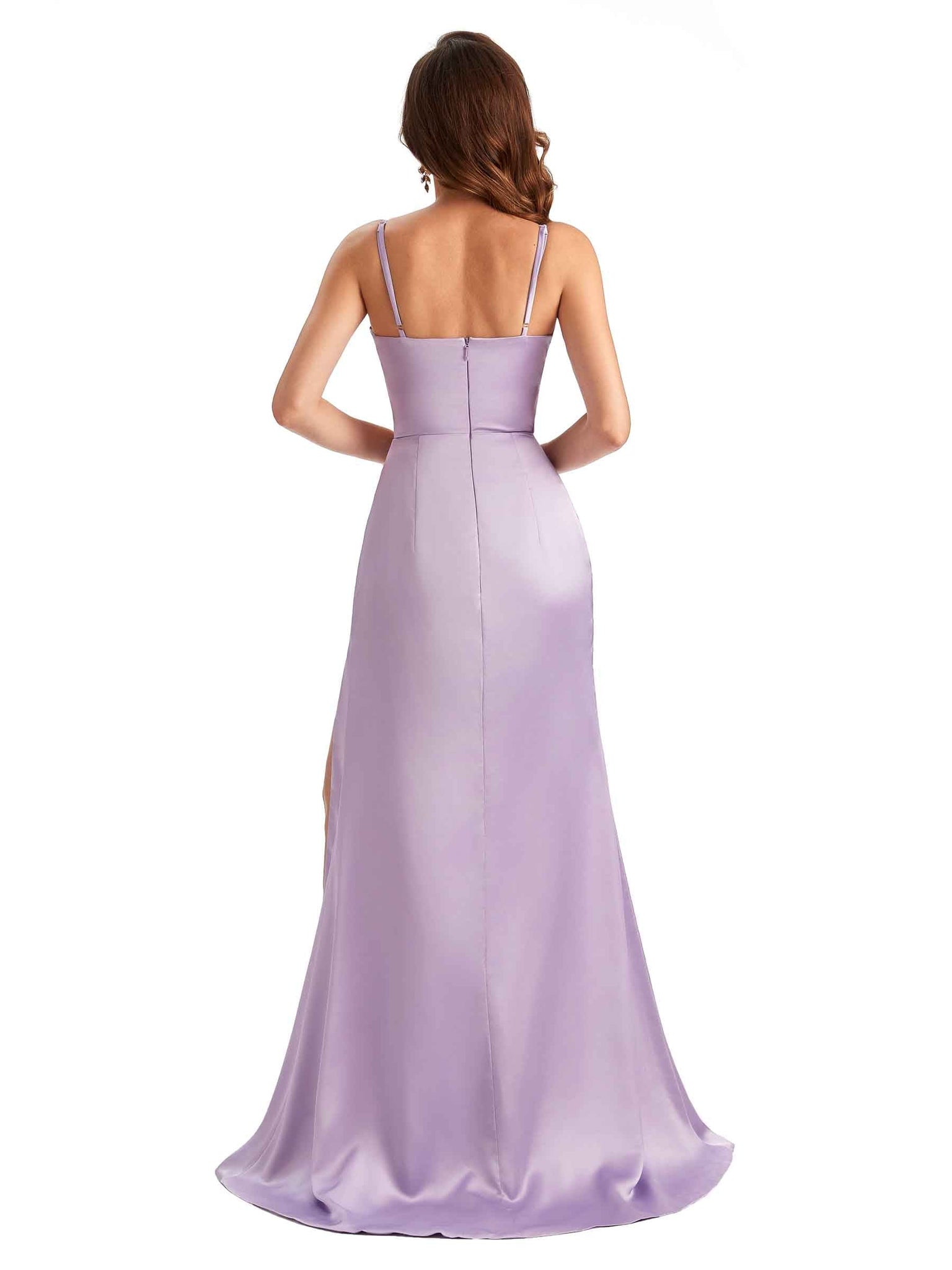 Sexy Side Slit Silky Satin Boho Chic Mermaid Long Unique Bridesmaid Gowns UK