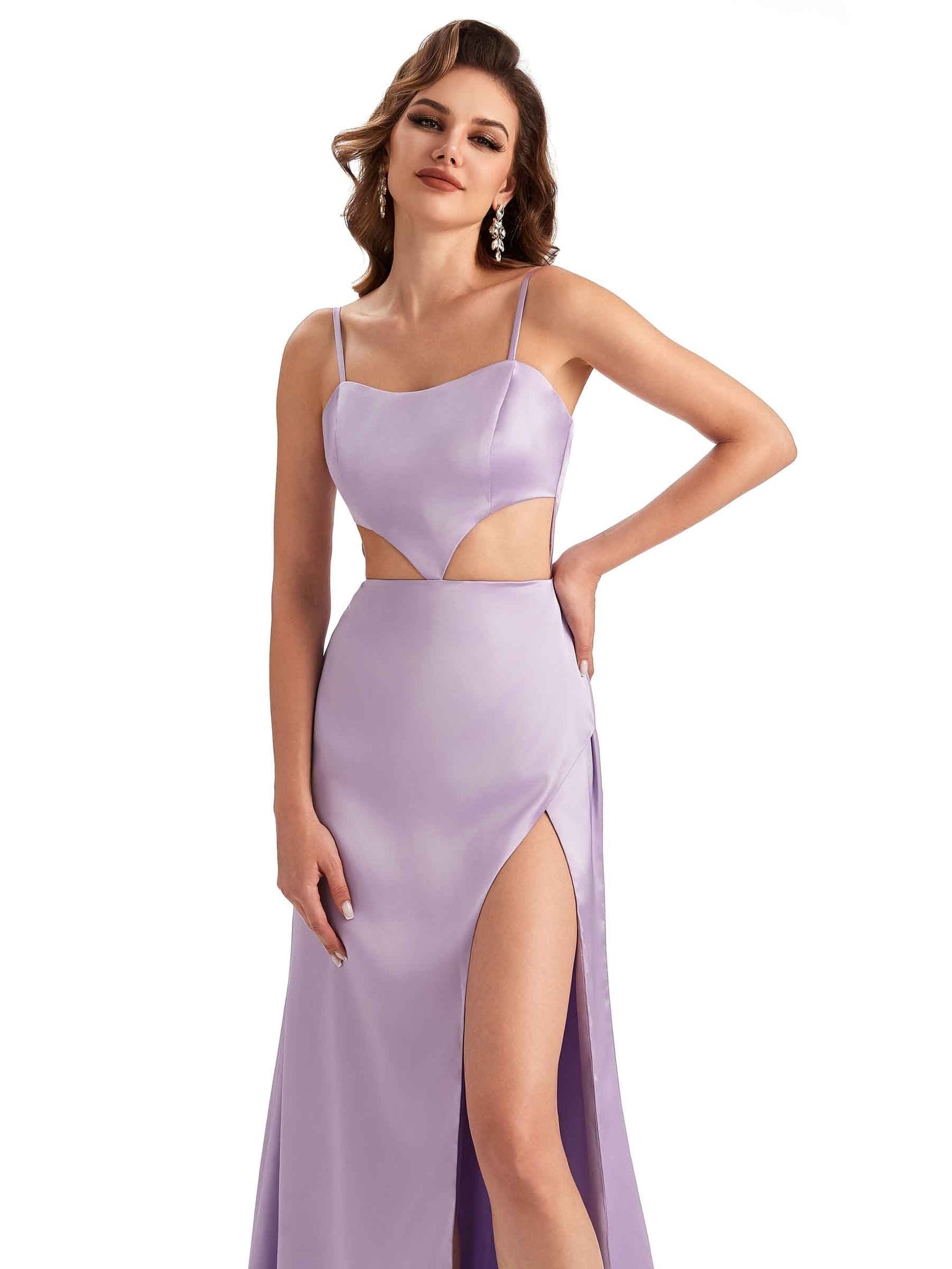 Sexy Side Slit Silky Satin Boho Chic Mermaid Long Unique Bridesmaid Gowns UK
