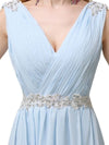 A-line Chiffon V-Neck Floor-Length Applique Belt Long Bridesmaid Dresses Online Sale