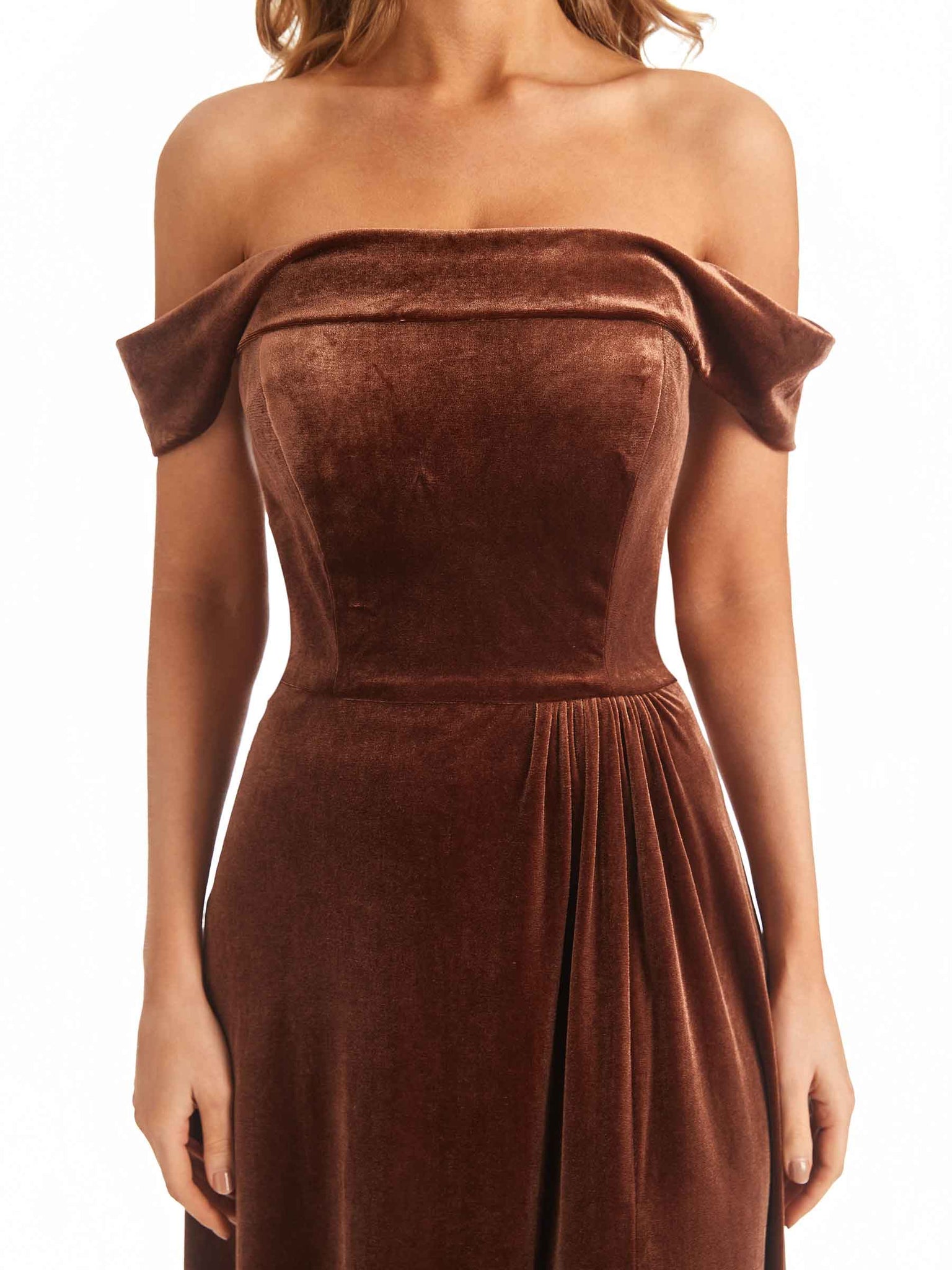 Elegant A-line Off The Shoulder Velvet Long Winter Bridesmaid Dresses UK Online