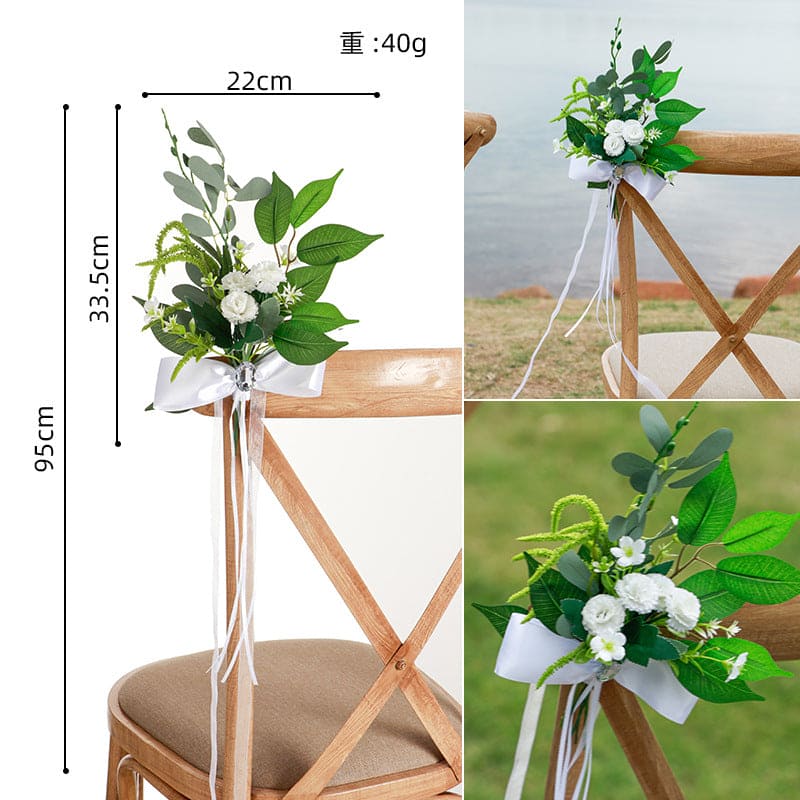 New Summer Forest Green Leaf Chair Back Flower Outdoor Wedding Leaning Decoration Flower, CF17079