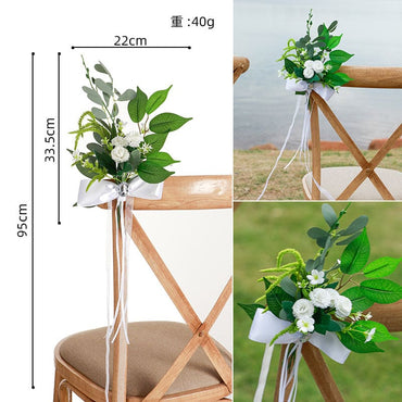 New Summer Forest Green Leaf Chair Back Flower Outdoor Wedding Leaning Decoration Flower, CF17079