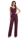 Elegant Chiffon Half Sleeves Mother of The Bride Trouser Suit