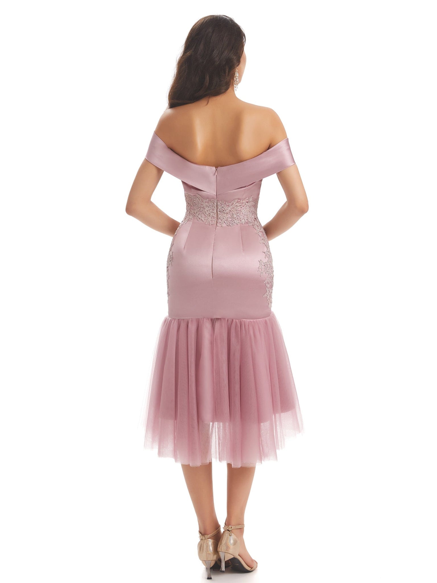 Sexy Soft Satin Off Shoulder High Low Short Mermaid Prom Dresses