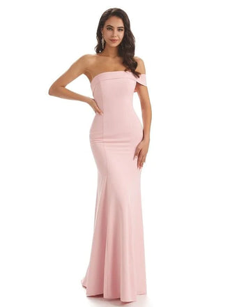 Modern Soft Satin One Shoulder Long Mermaid Bridesmaid Dresses UK Online
