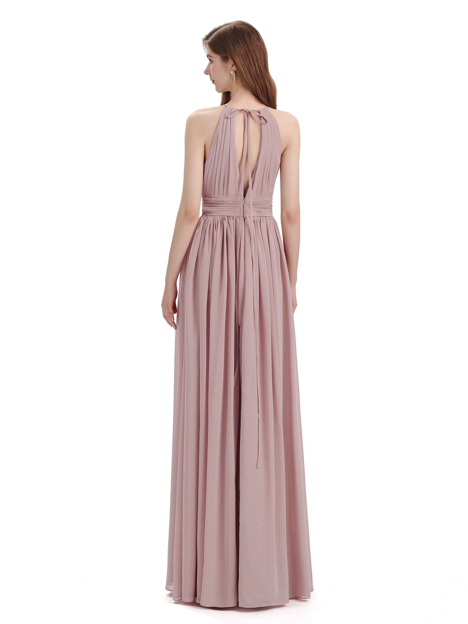 Elegant A-Line Halter Chiffon Boho Wedding Bridesmaid Dresses Online Uk