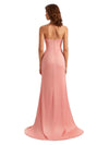 Sexy Side Slit Halter Mermaid Silky Satin Chic Long Formal Gown For Wedding Guest