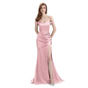 Sexy Side Slit Mismatched Blush Pink Soft Satin Mermaid Long Bridesmaid Dresses UK