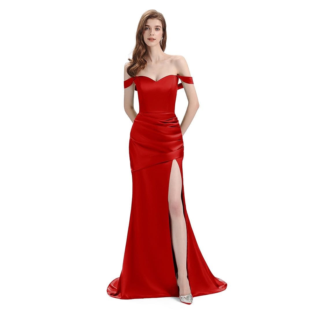 Sexy Soft Satin Mix and Match Red Mermaid Long Bridesmaid Dresses UK