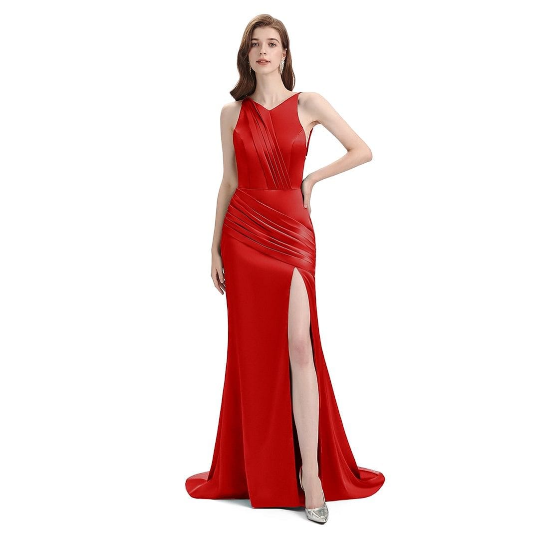 Sexy Soft Satin Mix and Match Red Mermaid Long Bridesmaid Dresses UK