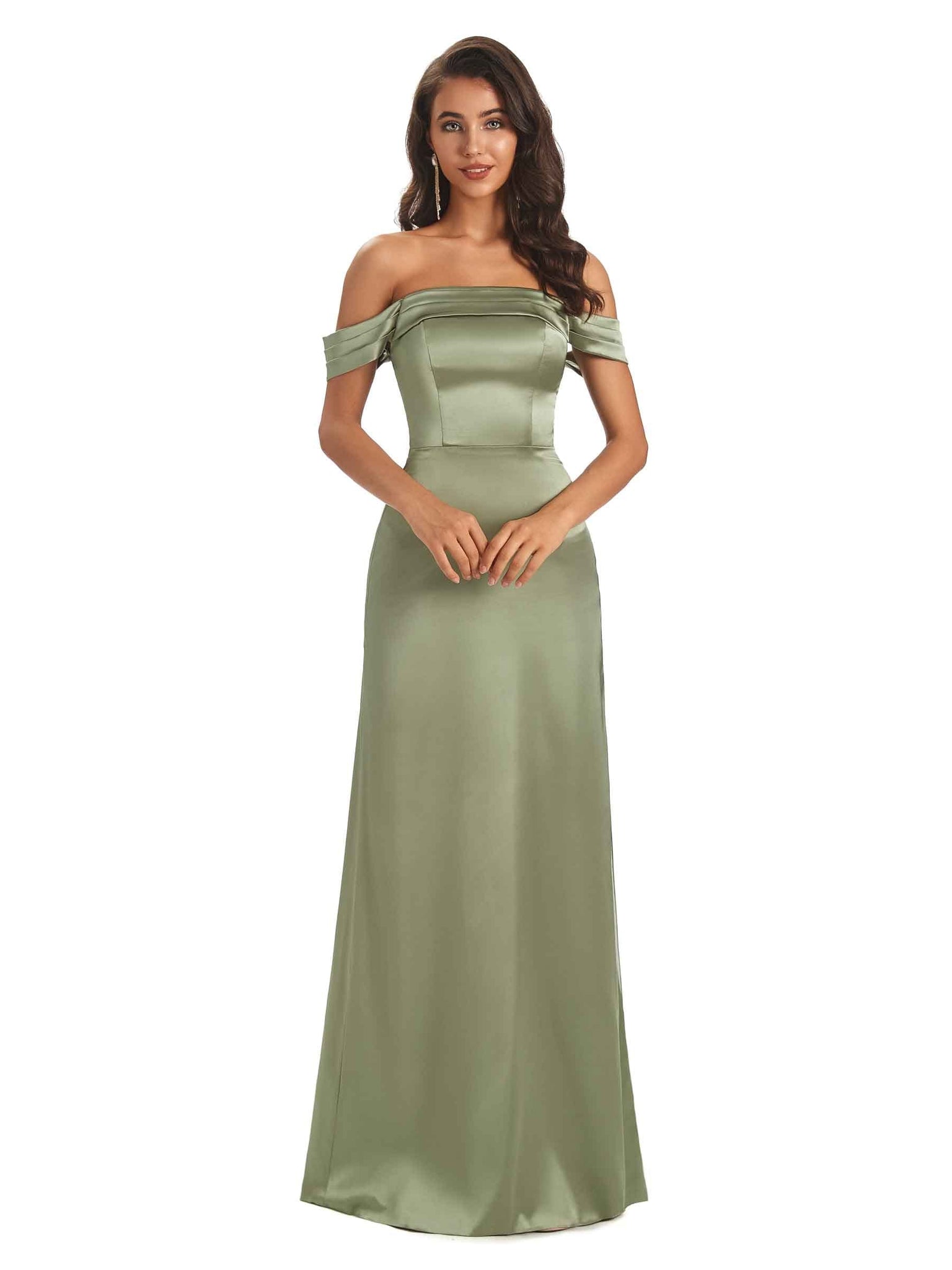 Sexy Soft Satin Simple Off-Shoulder Floor-Length Sheath African Prom Dresses Online