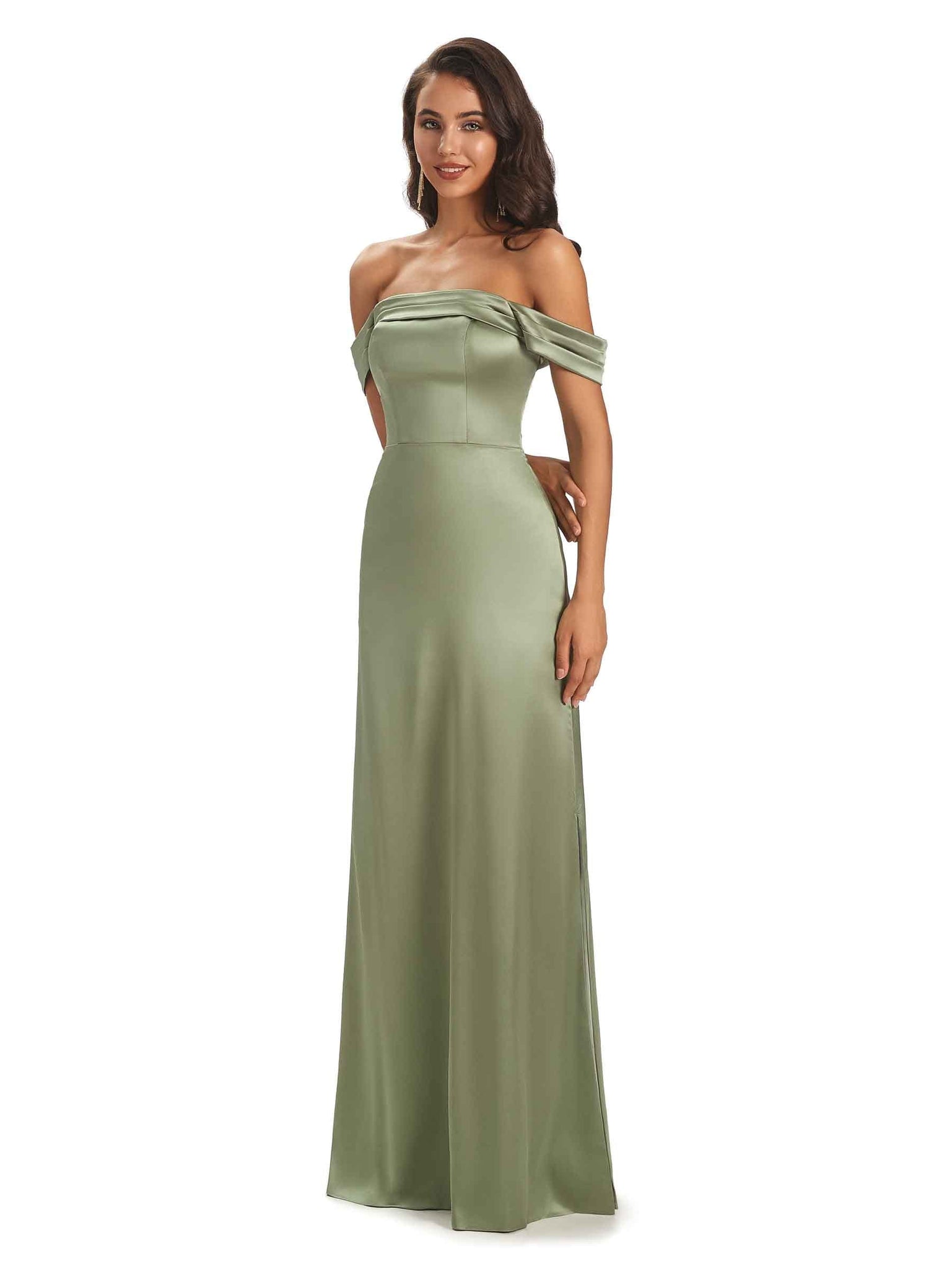 Sexy Soft Satin Simple Off-Shoulder Floor-Length Sheath African Prom Dresses Online
