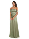 Sexy Soft Satin Simple Off-Shoulder Floor-Length Sheath African Prom Dresses Online