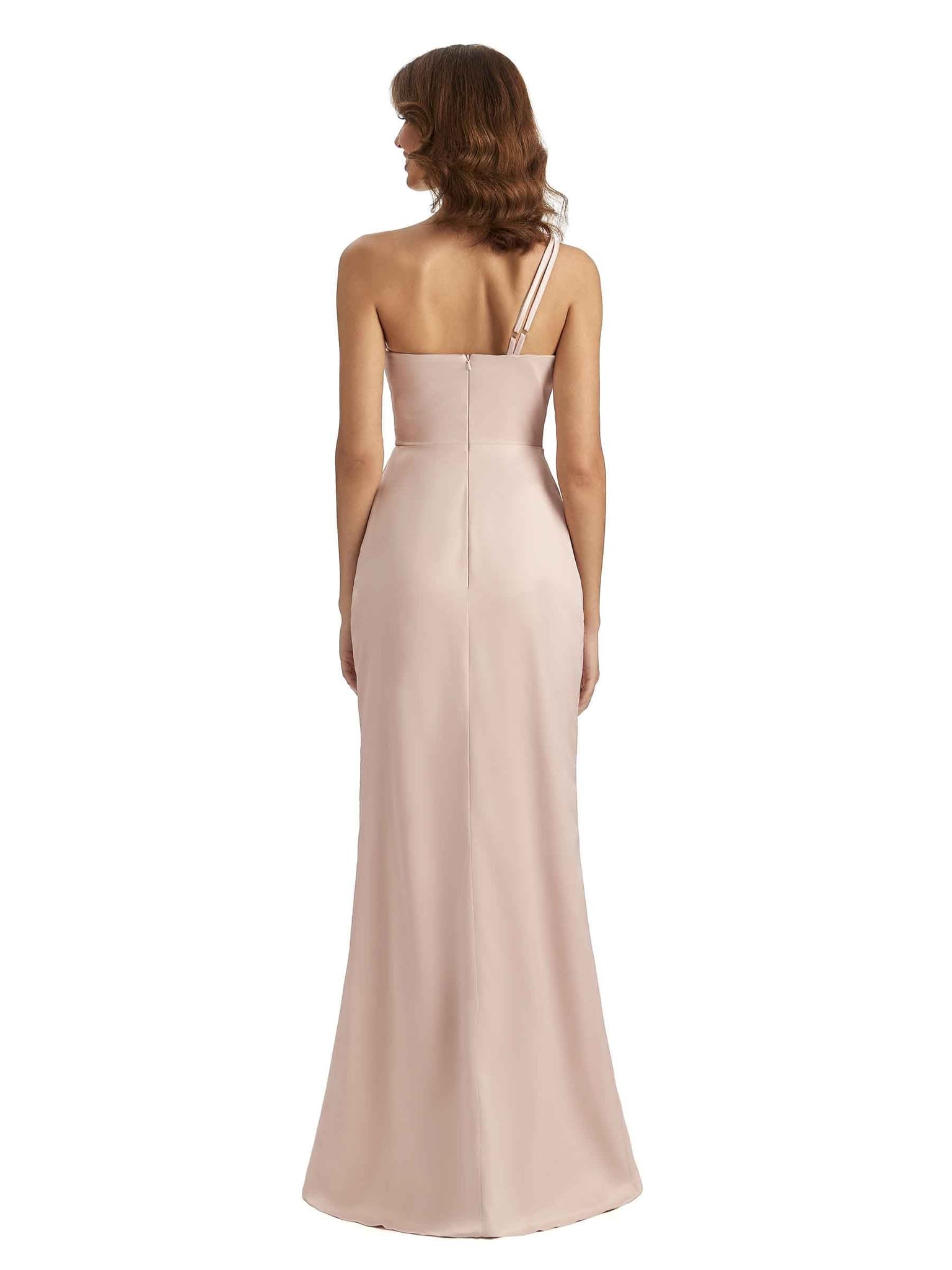 Sexy One shoulder Silky Satin Unique Long Bridesmaid Dresses UK