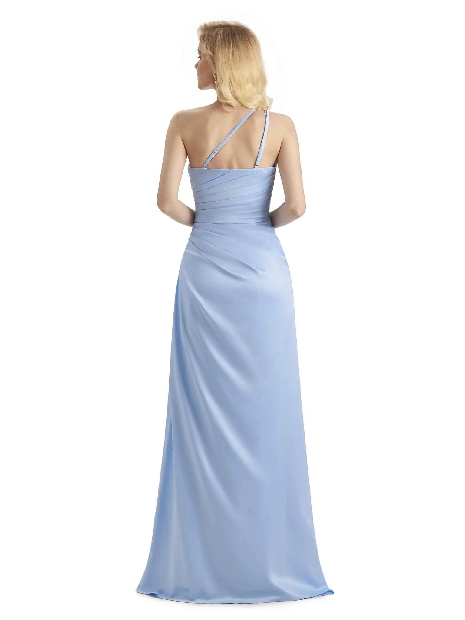 Sexy Soft Satin Side Slit One Shoulder Mermaid Long Prom Dresses Online
