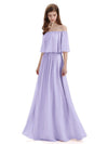 Elegant A-Line Off The Shoulder Chiffon Long Bridesmaid Dresses UK