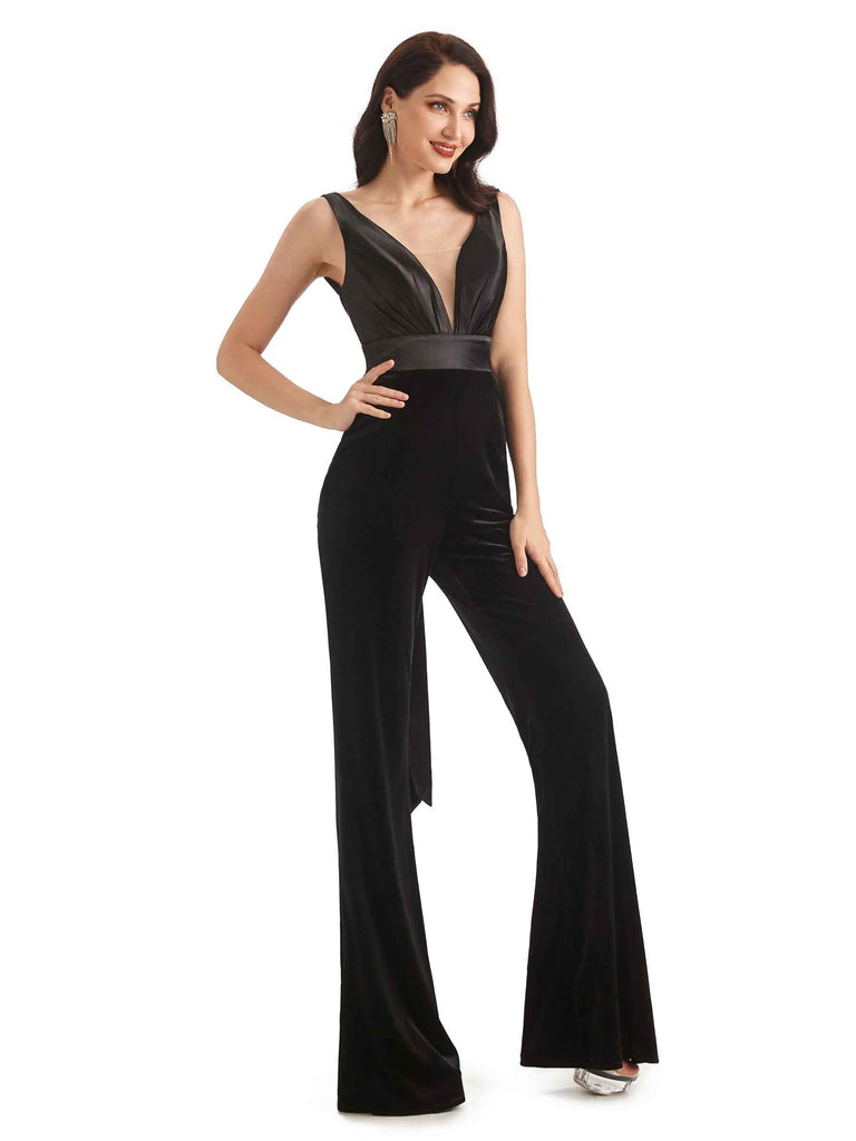 Sexy V-neck Sleeveless Open Back Jumpsuit Mother of The Bride Dresses