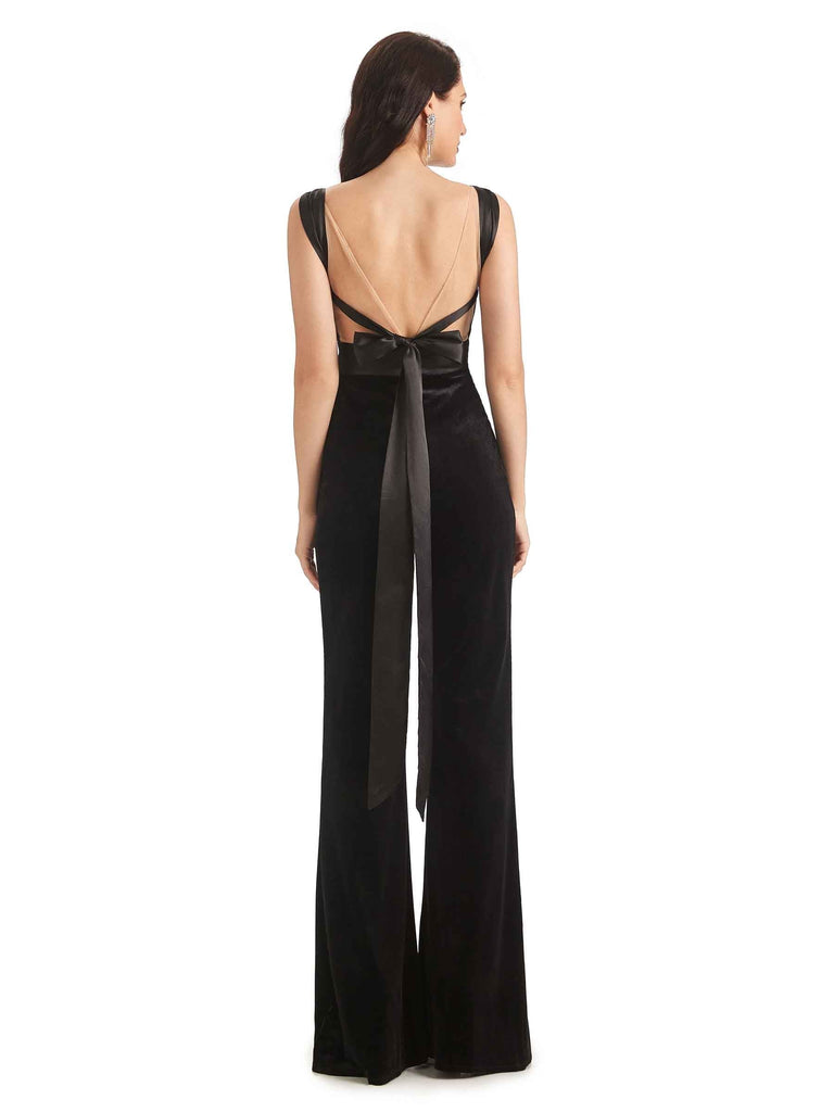 Sexy V-neck Sleeveless Open Back Jumpsuit Mother of The Bride Dresses