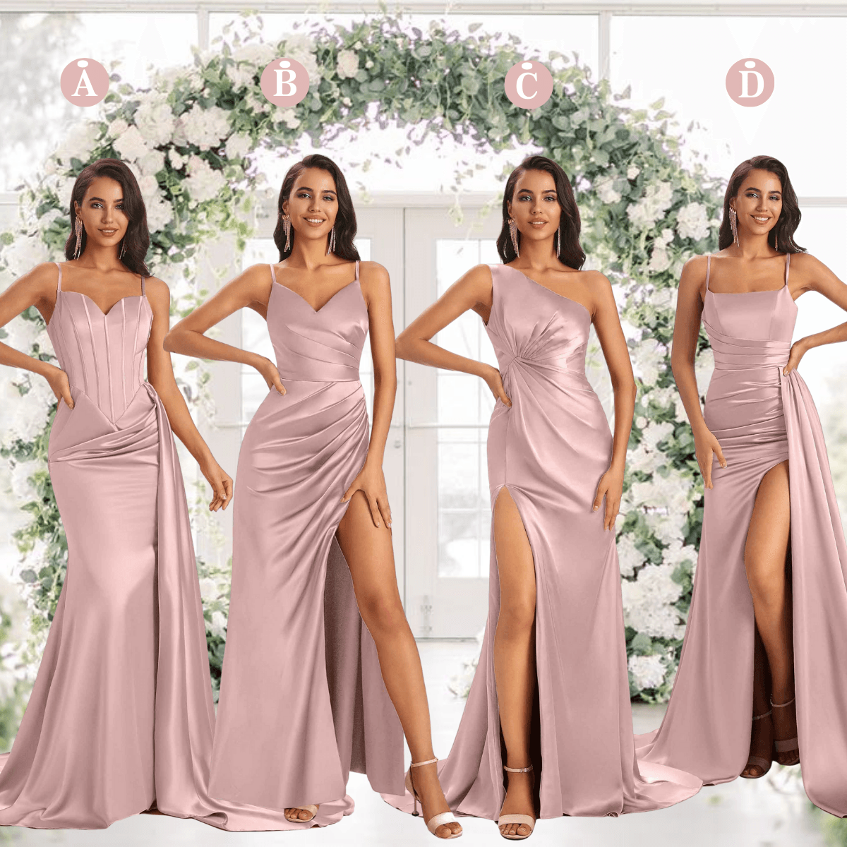 Mismatched Vintage Mauve Sexy Side Slit Mermaid Soft Satin Long Bridesmaid Dresses UK