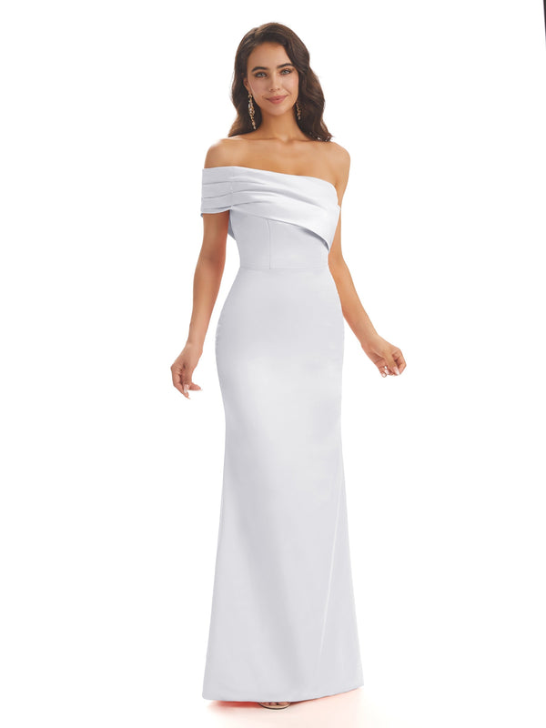 Sexy Soft Satin Side Slit One Shoulder Floor-Length Mermaid Bridesmaid