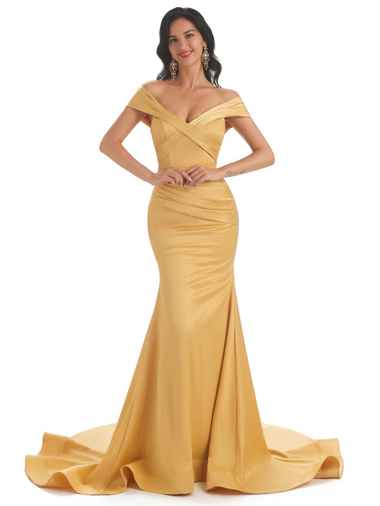 Elegant Cap sleeves Soft Satin Mermaid Long Bridesmaid Dresses UK Online Sale